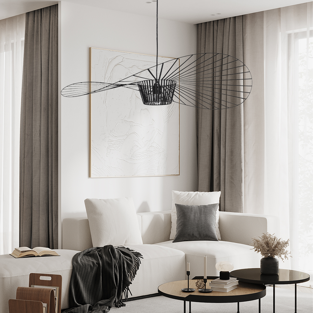 Rosland Vertigo Pendellampe – Elegant Chapeau de Paille Design i Metal og Glas