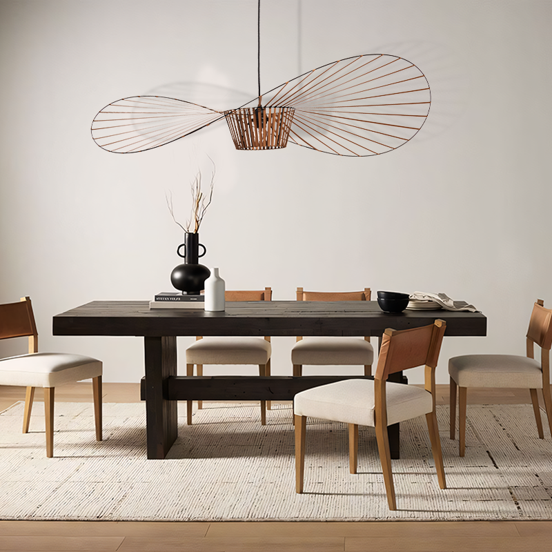 Rosland Vertigo Pendellampe – Elegant Chapeau de Paille Design i Metal og Glas