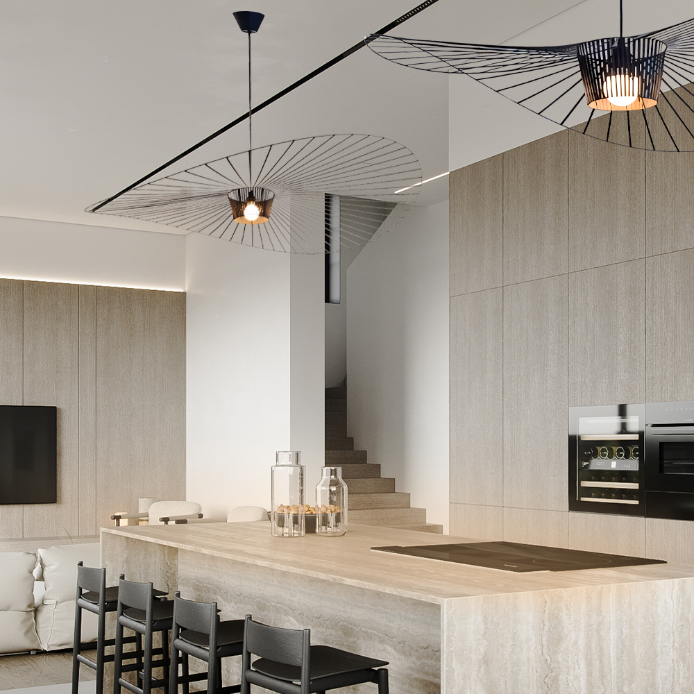 Rosland Vertigo Pendellampe – Elegant Chapeau de Paille Design i Metal og Glas
