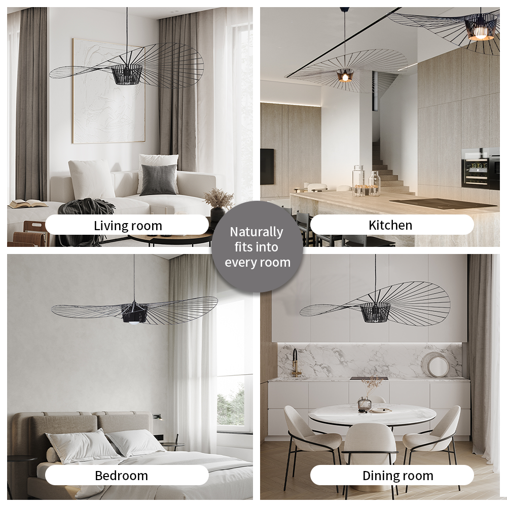 Rosland Vertigo Pendellampe – Elegant Chapeau de Paille Design i Metal og Glas