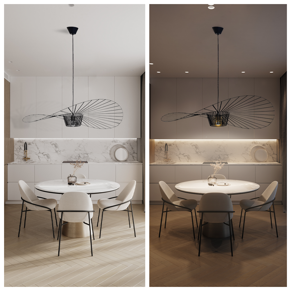 Rosland Vertigo Pendellampe – Elegant Chapeau de Paille Design i Metal og Glas