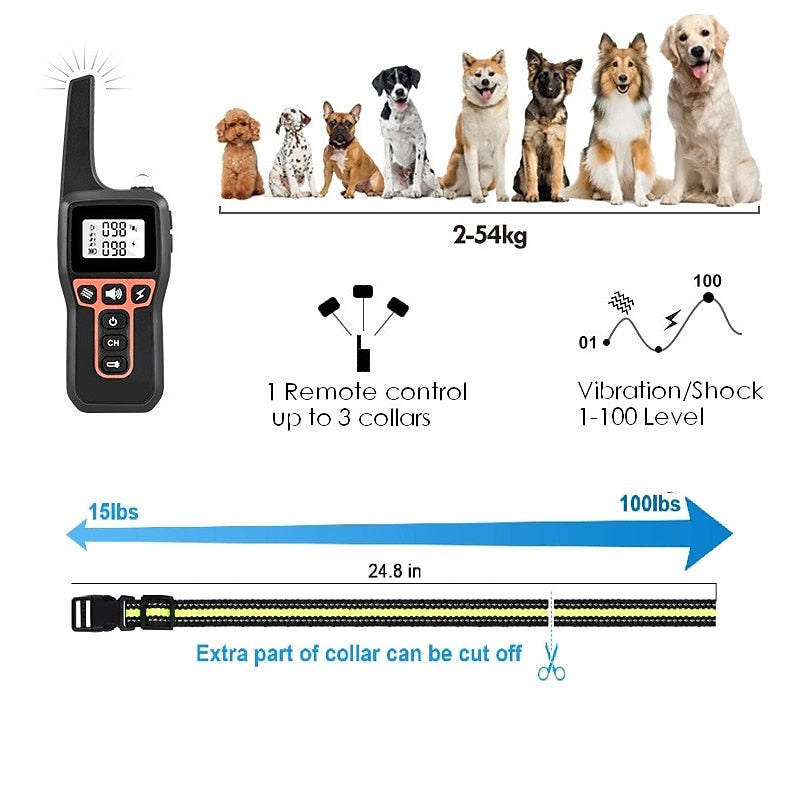 Hundetræningshalsbånd – Genopladelig og Vandtæt med 1000 m Rækkevidde